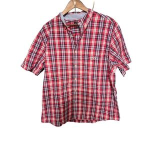 Chaps Easy Care Shirt Mens XXL Red Plaid Check Short Sleeve Button Down